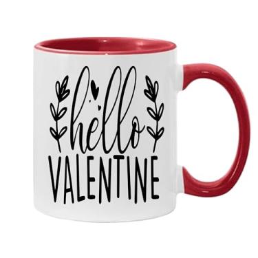 Imagem de SpreadPassion Caneca de café Hello Valentine, presente para namorado e namorada, ideia de presente de dia dos namorados, presente para marido e esposa, ideia de presente de aniversário do dia dos