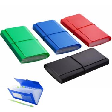 Imagem de Pacote com 4 organizadores de recibos XUCHUN com 13 bolsos, pequeno arquivo expansível para recibos, cupons