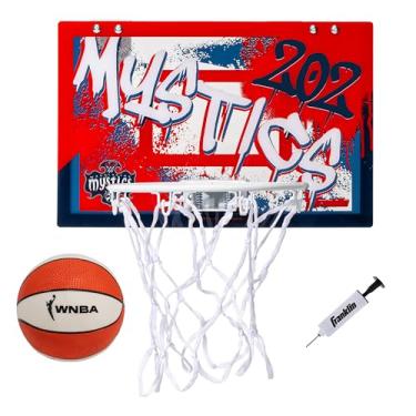 Imagem de Franklin Sports Cesta de basquete WNBA Washington Mystics Over The Door - Cesta de basquete infantil com mini bola - Minicarro WNBA Fan Shop para quarto + escritório
