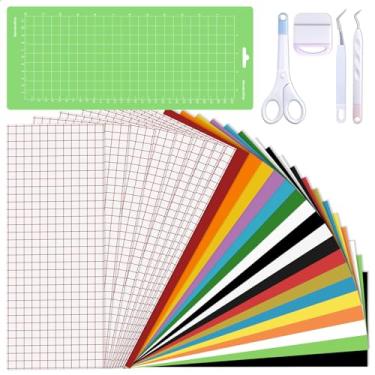 Imagem de O pacote de acessórios para Cricut Joy, acessórios e suprimentos incluem vinil de transferência de calor, vinil adesivo, tapete de corte e ferramentas de remoção de ervas daninhas para iniciantes de