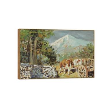 Imagem de Harvey Dunn Famosa Imagem em tela - Impressão de arte de parede - Carrinho de pintura de arte de moldura de madeira para sala de estar quarto decoração de casa 60 x 90 cm - 23 x 35 pol