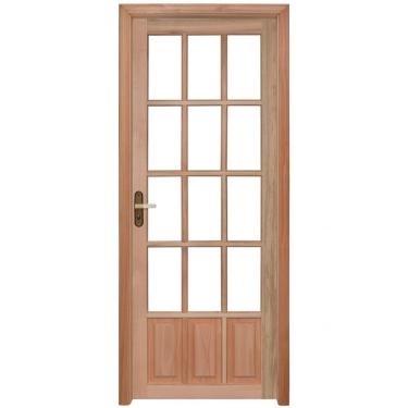 Imagem de Porta Para Vidros Quadriculados Com Marco Fechadura E Guarnições Rondosul Natural