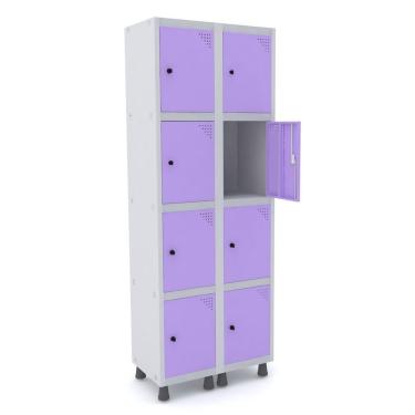 Imagem de Armário Roupeiro 8 Portas Aço Grp 502/8 Pandin Móveis Cinza/Lilás