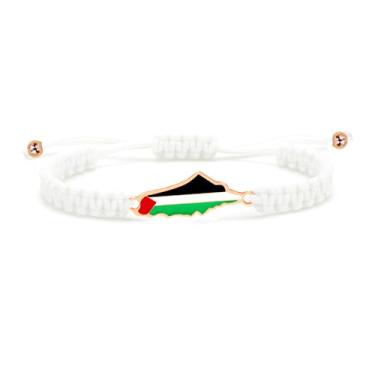 Imagem de Zircobic Série de pulseiras com pingente de bandeira palestina - Design de cordão trançado em preto, vermelho, verde e branco, para casais e amigos para uso diário, Adjustable, Aço inoxidável, Sem