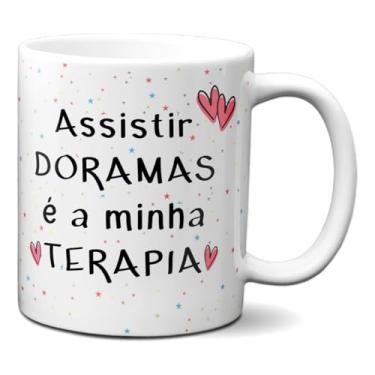 Imagem de Caneca Assistir Doramas é a Minha Terapia Fã Dorameira (Branca)