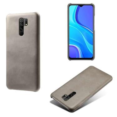 Imagem de Capa para Xiaomi Redmi 9 Prime,Proteção contra quedas,Casca de volta de cor sólida simples,Design de couro de imitação de plástico-Gray