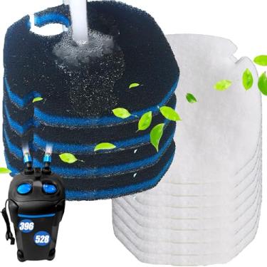 Imagem de PurifyLogix 8 almofadas de filtro de substituição para filtro externo de aquário AMOSIJOY 396/528GPH, 6 fios brancos e 2 almofadas grossas atualizadas compatíveis com filtro de aquário Coospider-repta