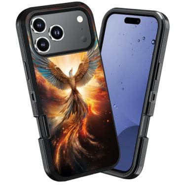 Imagem de WEUIUJKILO Capa protetora para iPhone 17 Pro Max, 3 em 1, híbrida, à prova de choque, à prova de poeira, queda, para iPhone 17 Pro Max (6,9 polegadas 2025), Phoenix on Fire