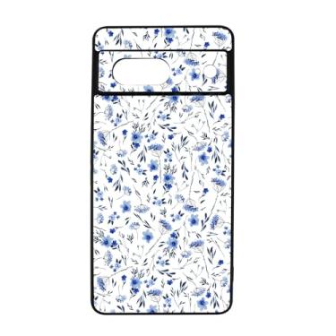 Imagem de qizjio Linda capa de telefone floral para Google Pixel 7, capa de flor azul estética para meninas adolescentes mulheres crianças