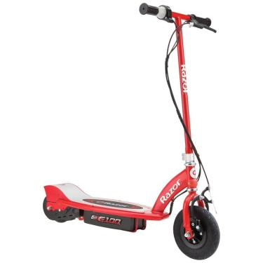 Imagem de Patinete Elétrico Infantil com Velocidade até 16 km/h, Freios e Pneus Pneumáticos para Crianças Acima de 8 Anos, 24V, Razor E100, Vermelho