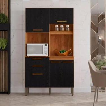 Imagem de Armário de Cozinha 5 Portas 2 Gavetas Dubai - Cinamomo Preto - SALLETO