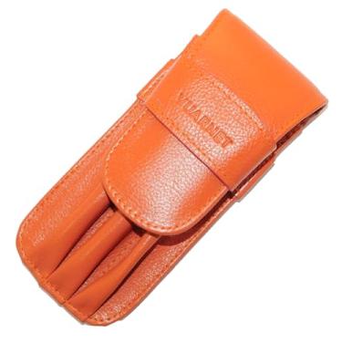Imagem de Estojo p/Caneta Vuarnet-Couro Legítimo p/3 Peças Tangerina