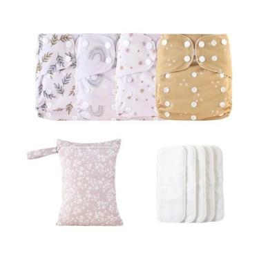 Imagem de Conjunto De Fraldas De Pano Laváveis Para Bebês Recém-Nascidos Com 4 I