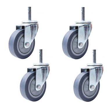 Imagem de Rodas giratórias resistentes para móveis e carrinhos médicos - Rodízios de substituição M14 x 60 mm para hotéis, escolas, carrinhos de jantar, uso industrial