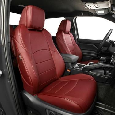 Imagem de EKR Capas de banco de carro com ajuste personalizado para Toyota 4Runner 2011-2022 (modelo de 2 fileiras) - Couro sintético (borgonha)