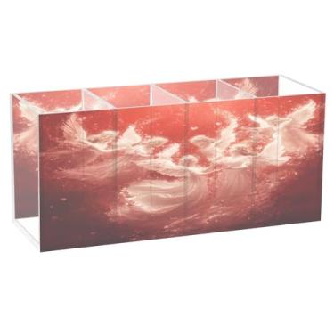 Imagem de Burbuja Porta-canetas de acrílico Flying Cupids, 4 compartimentos, suporte de lápis transparente para pincéis de maquiagem, acessórios de mesa de escritório em casa