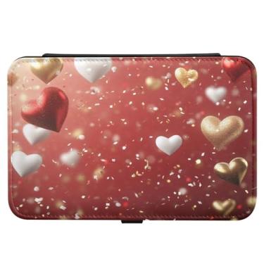 Imagem de Burbuja Caixa de joias de viagem com balão de coração de dia dos namorados, presente para mulheres e meninas, estojo de joias portátil de couro PU organizador para brincos, anéis, colares e pulseiras