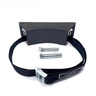 Imagem de Suporte de tanque de oxigênio para montagem na parede com cinto de segurança e parafusos - suporte de cilindro de gás leve, organizador portátil de garrafa de oxigênio para escola e casa (preto)