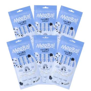 Imagem de Kit 6 Meeba Snack Natural Úmido Atum E Camarão 24 Sachê 14g