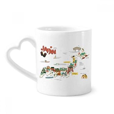 Imagem de Caneca tradicional japonesa com mapa de terra caneca de café cerâmica copo de coração de vidro