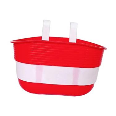 Imagem de UGPLM Cesta de bicicleta infantil Cesta de bicicleta infantil transportadora Cesta de guidão para compras de ciclismo, Vermelho