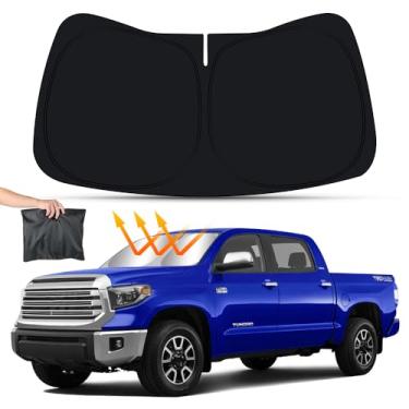 Imagem de LUNQIN Para-sol de carro para Toyota Tundra 2007-2021 caminhonete acessórios interiores automotivos pára-brisa dianteiro para-sol isolamento dobrável protetor reflexivo guarda-sol janela cortinas capa