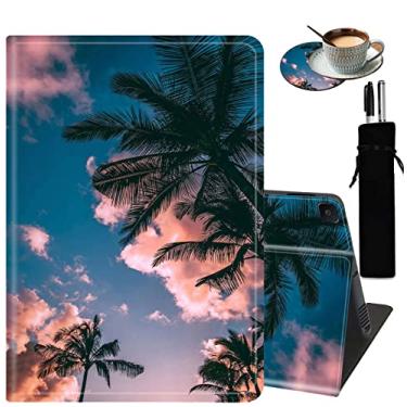 Imagem de Capa para Samsung Galaxy Tab A8 de 10,5 polegadas 2022, com suporte ajustável, capa inteligente despertar e hibernar automática para tablet de 10,5 polegadas SM-X200/X205/X207 - Palmeiras ao anoitecer
