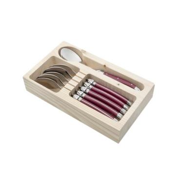 Imagem de Conjunto 6 Colheres Laguiole Em Bandeja De Madeira Bordeaux - La Tour,