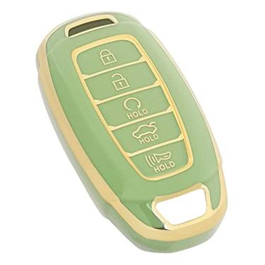 Imagem de Capa de chaveiro adequada para Hyundai Palisade Accent Azera Elantra GT Grandeur I30 IG IX35 Kona Santa Fe Solaris Smart Remote Holder Skin Protector Keyless Entry Sleeve Accessories (verde)