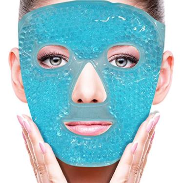 Imagem de Cold Face Eye Mask Ice Pack Reduce Face Puff,Dark Circles,Gel Beads Hot Heat Cold Compress Pack,Face SPA for Woman Sleeping, Pressure, Headaches, Skin Care[Blue]