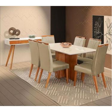 Imagem de Mesa de jantar + 6 cadeiras Milão tampo 180 cm capuccino - Gran Decore
