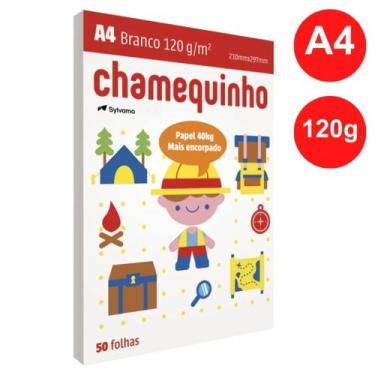 Imagem de Papel Chamequinho Sulfite Branco A4 120g  Pacote C/50 Folhas - Chamex