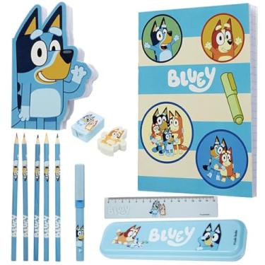 Imagem de Bluey Conjunto de papelaria para crianças com lápis de cor, cadernos, estojo, canetas, material escolar para desenho, escrita, presentes pré-escolares para crianças