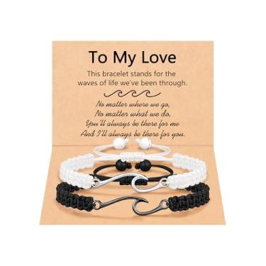 Imagem de Eryuor Presentes para casais, The Waves of Life We've Through Together Pulseira de onda para namorado, namorada, marido, esposa, Dia dos Namorados, aniversário, presentes de aniversário, 6.7inches,