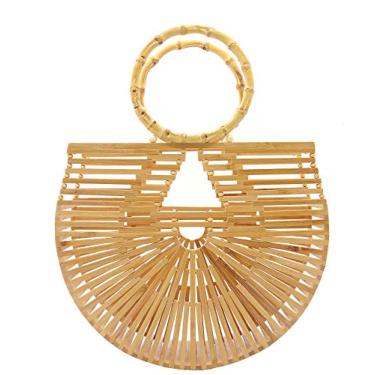 Imagem de Miuco Bolsas femininas de bambu feitas à mão, Natural, Small