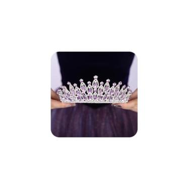 Imagem de Teyglen Tiara de casamento para mulheres, tiara de princesa de cristal dourado elegante com strass, coroa de rainha para festa de concurso de formatura da Grã-Bretanha, Free size, Strass, Sem Pedra