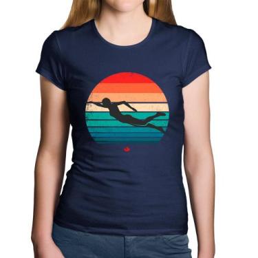 Imagem de Baby Look Algodão Nadadora Vintage Sunset - Foca na Moda, Marinho, GGG