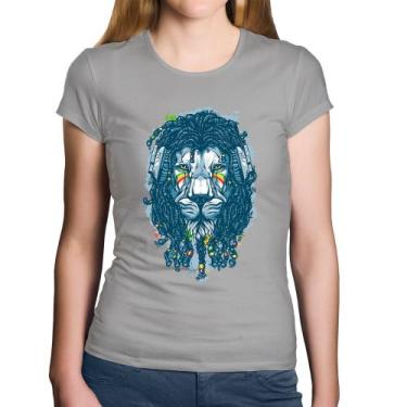 Imagem de Baby Look Algodão Leão Reggae - Foca na Moda, Cinza, GG