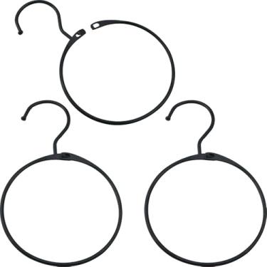 Imagem de JJHXSM 3 peças 120 mm de diâmetro, preto, metal, aberto, ganchos, cabide de roupas, armário, atividades de armazenamento, antiderrapante, suporte de cachecol grande para pendurar cinto, boné de