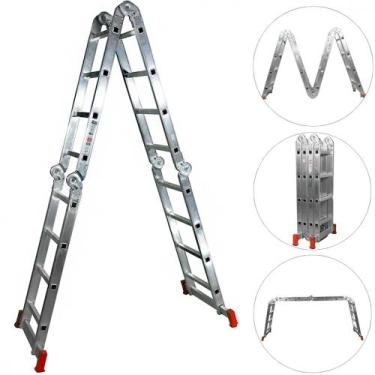 Imagem de Escada multifuncional de alumínio 4 x 4 com 16 degraus 13 em 1 - ESC02