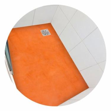 Imagem de Piso vinil antiderrapante para box Cimento queimado Laranja - 1,20 x 0