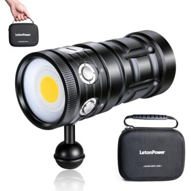 Imagem de Luz de mergulho, luz de vídeo subaquática LetonPower TS S 10000 lúmens, 100 m, lanterna de mergulho, lanterna à prova d'água com carregamento tipo C para esportes subaquáticos profissionais