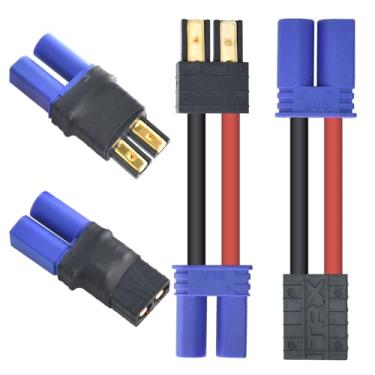 Imagem de 2 pares de adaptadores de conector de bateria RC LiPo compatíveis com plugue de bateria TRX Traxxas Lipo para conectores macho EC5 fêmea ESC Charger