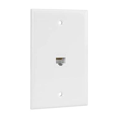 Imagem de Placa de parede Ethernet, 1 porta Cat 6 RJ45 chaveiro fêmea para fêmea placa de parede compatível com dispositivos Ethernet Cat7/6/6e/5/5e (2 parafusos incluídos)