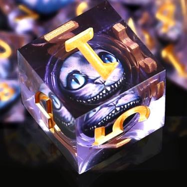 Imagem de DND Dice Set Dungeons and Dragons Dice, 7 Piece Liquid Core Dragon Eye dice Set D&D Dungeons and Dragons Sharp Edge Resin Dice with Gift Box, Polyhedral Role Playing RPG Dice D20 D12 D10 D8