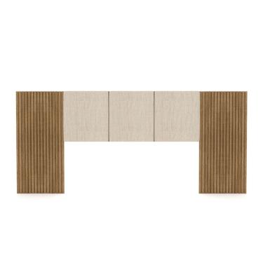 Imagem de Cabeceira Painel Casal Ripado Nature E Linho Bege Sevilha 273 Cm - Pallazio