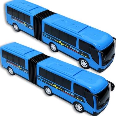 Imagem de 2 Ônibus Brinquedo Articulado Metropolitano Plástico Grande (2 Azul)