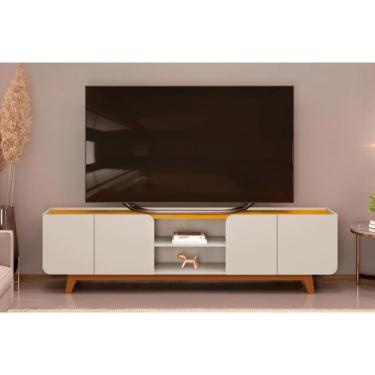 Imagem de Rack Bancada Para Tv Até 75 Polegadas Nadine Com Nicho 220x60cm Bali-cedro - Dj Móveis