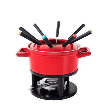 Imagem de Conjunto Para Fondue Em Cerâmica 13 Peças Vermelho