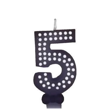 Imagem de Vela De Aniversário Poá Preto - N5